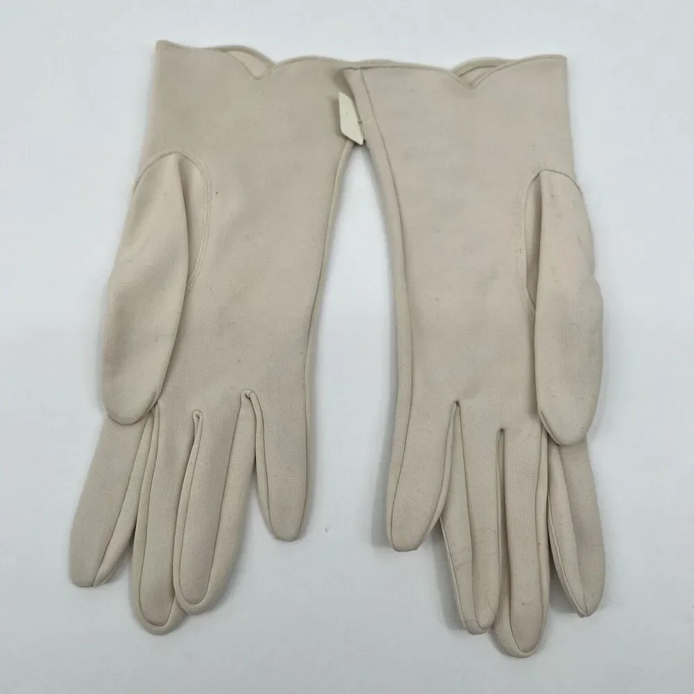 VTG NWT Cream Embroidered Dress Gloves Classy Retro Cosplay Costume Old Money